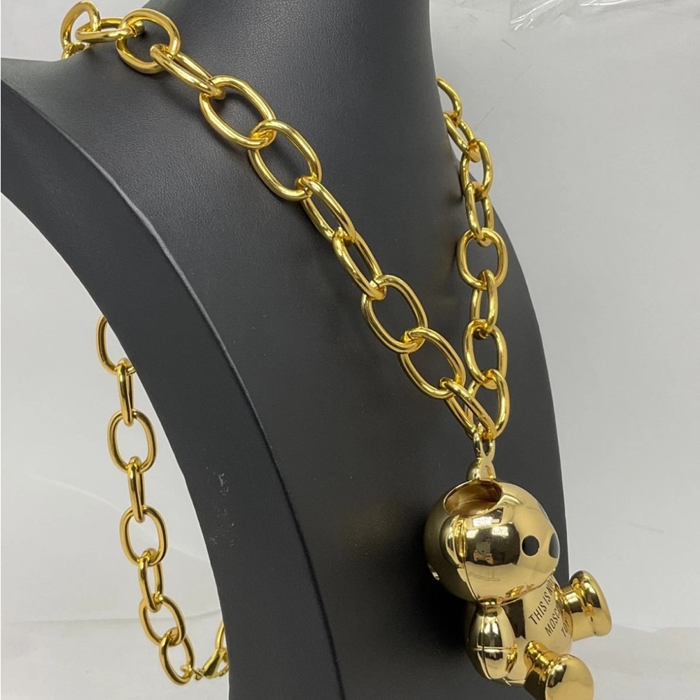 Gold Teddy this is not a toy Bear Necklace Moschino Sephora collab lipstick - Picture 4 of 7